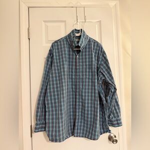 Sonoma Men's Teal and Black Plaid Button Down Shirt